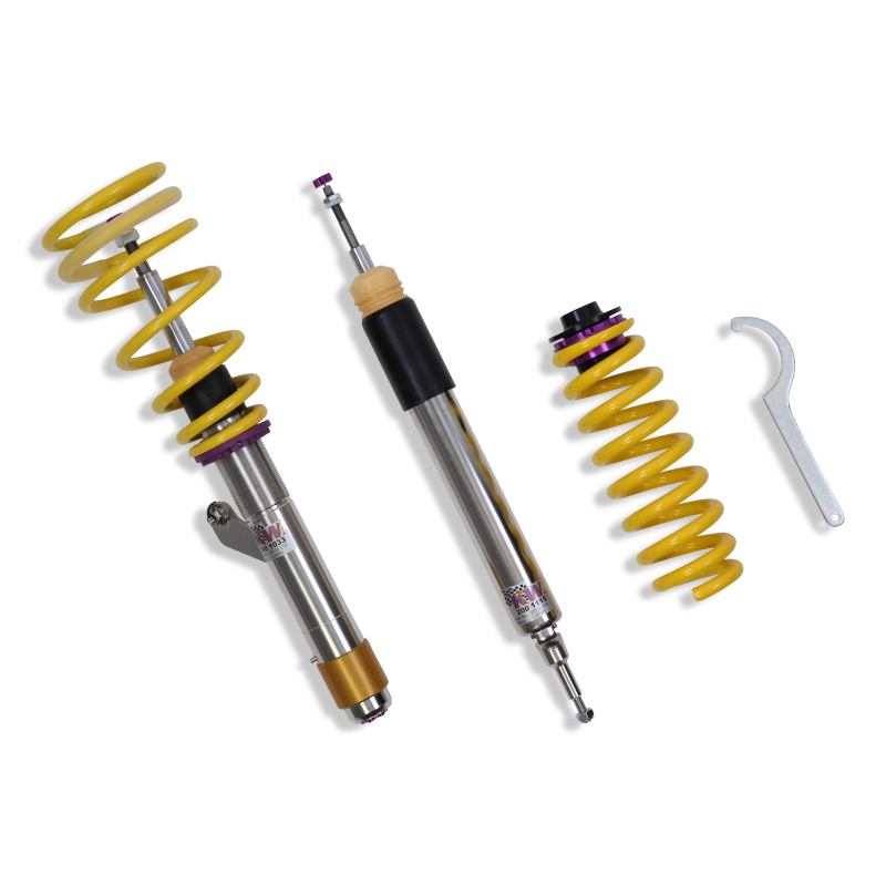 KW Variant 3 Coilover Kits 35220099 Kits, 3, 1.2 - 2.3 in. Lowered Front, 1.2 - 2.5 in. Lowered Rear, Shocks, Yellow Powdercoated Springs, BMW, Kit thumbnail 7