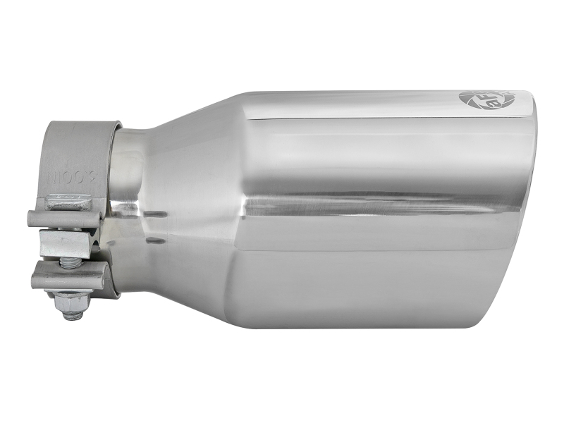 aFe MACH Force-Xp Univ 304 SS Double-Wall Clamp-On Exhaust Tip - Polished - 3in Inlet - 4.5in Outlet