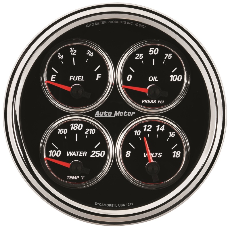 AutoMeter Gauge Quad 5in. 240 Ohm(e) to 33 Ohm(f) Elec Designer Black II thumbnail 4