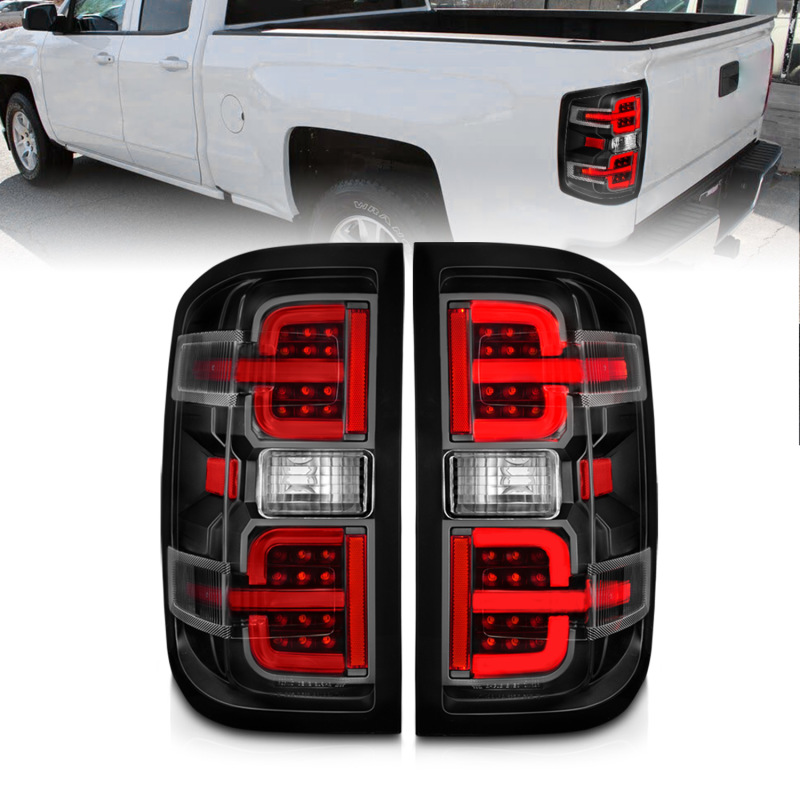 ANZO 15-19 Chevy Silverado 2500HD/3500HD (Halgn Only) LED Tail Lights w/Black Light Bar & Clear Lens thumbnail 3