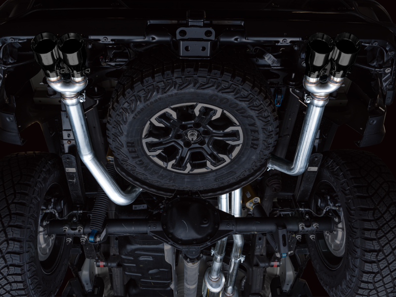 AWE Tuning 22-23 GMC Sierra 1500 AT4X 6.2L 0FG Catback Split Dual (Flat Bumper) - Diamond Black Tips thumbnail 4