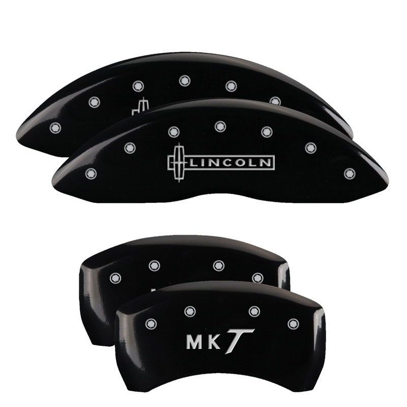 MGP 4 Caliper Covers Engraved Front Lincoln Engraved Rear MKT Black finish silver ch thumbnail 5