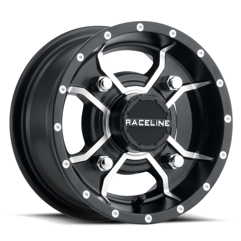 Raceline A77 Mamba 14x7in / 4x115 BP / 10mm Offset / 80.3mm Bore - Black & Machined Wheel thumbnail 2