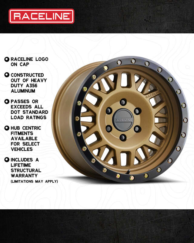 Raceline 951BZ Ryno 17x9in / 8x165.1 BP / -12mm Offset / 125.2mm Bore - Bronze Wheel thumbnail 5