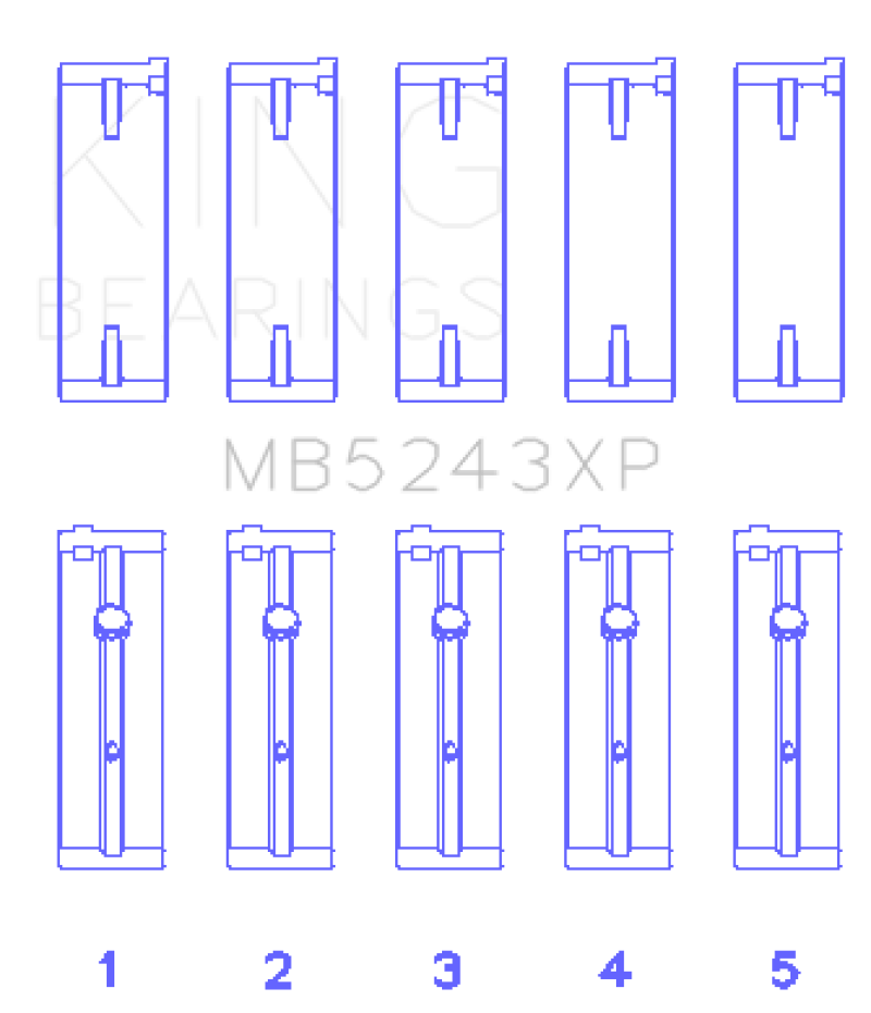 King Engine Bearings Nissan SR20DE/DET (2.0L) Performance Main Bearing Set - Size +0.25mm thumbnail 2