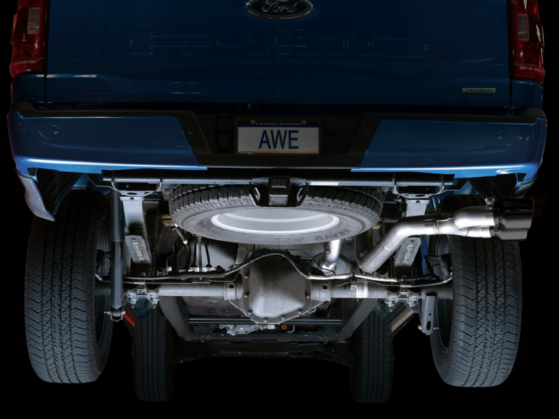 AWE 21+ Ford F150 Dual Side Exit Cat-Back Exhaust - 4.5in Diamond Black Tips *For Stock Y-Pipe Only thumbnail 6