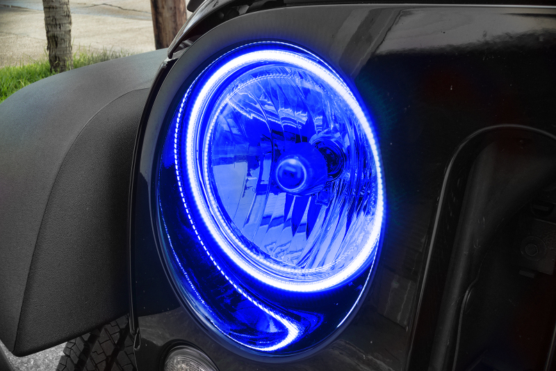 Oracle 07-17 Jeep Wrangler Surface Mount LED Headlight Halo Kit - Blue thumbnail 5