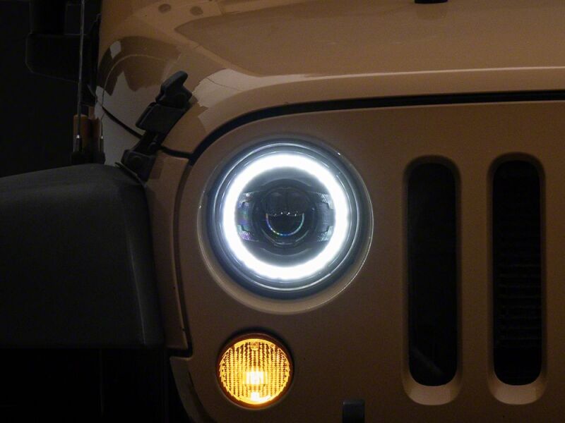 Raxiom 07-18 Jeep Wrangler JK 7-Inch V2 Dragon Eye LED Headlights- Black Housing- Clear Lens thumbnail 4