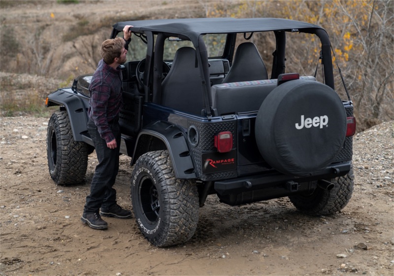 Rampage 97-06 Jeep Wrangler TJ Frameless Trail Soft Top Kit - Black Diamond thumbnail 4