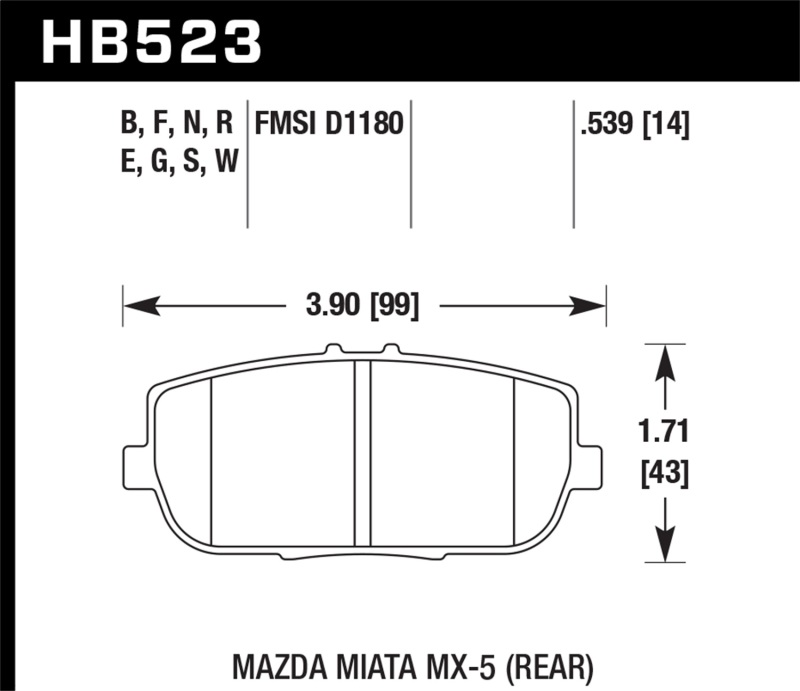 Hawk HP 06-10 Mazda Miata Mx-5 HP+ Street Rear Brake Pads thumbnail 5