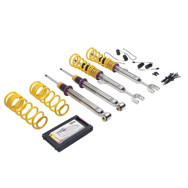 KW Variant 3 Coilover Kits 35220098 Kits, 3, 0.6 - 1.8 in. Lowered Front, 0.4 - 1.6 in. Lowered Rear, Shocks, Yellow Powdercoated Springs, BMW, Kit thumbnail 9