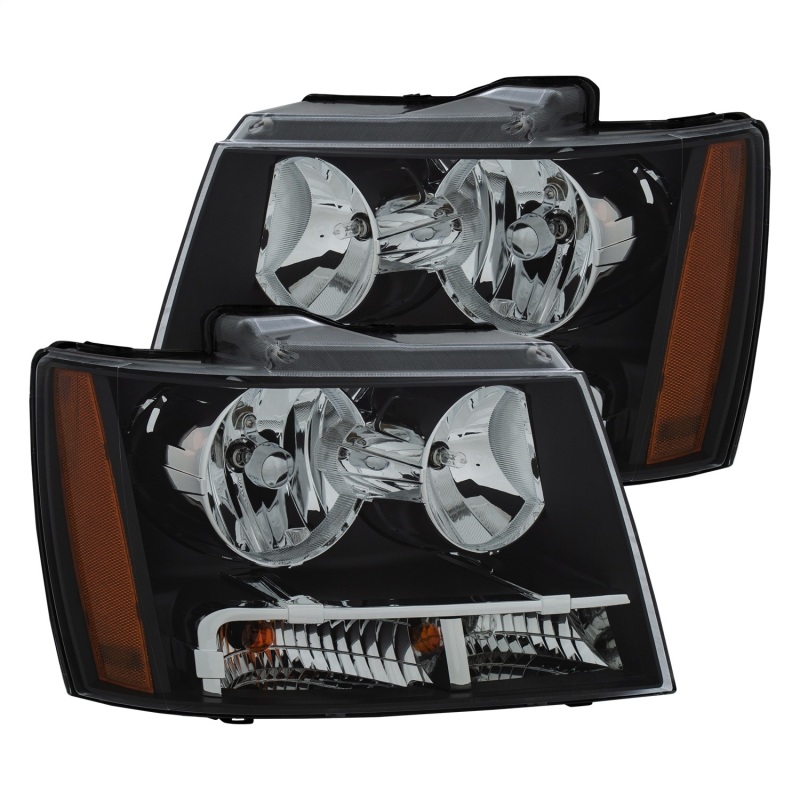 ANZO 2007-2014 Chevrolet Tahoe/Suburban Crystal Headlights Black thumbnail 9