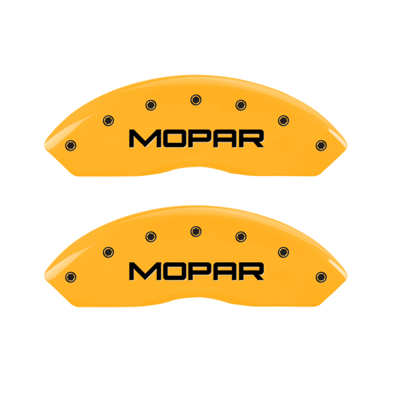 MGP 4 Caliper Covers Engraved Front & Rear MOPAR Yellow finish black ch thumbnail 5