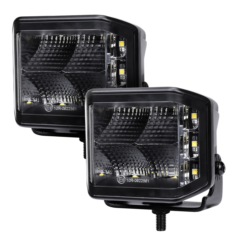 Go Rhino Xplor Blackout Series Cube LED Sideline Flood Light Kit (Surface Mount) 4x3 - Blk (Pair) thumbnail 2