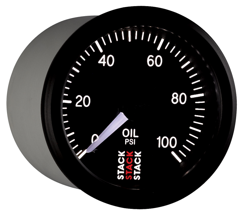Autometer Stack 52mm 0-100 PSI 1/8in NPTF (M) Mechanical Oil Pressure Gauge - Black thumbnail 7