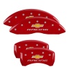 MGP 4 Caliper Covers Engraved Front & Rear Chevy racing Red finish silver ch thumbnail 5