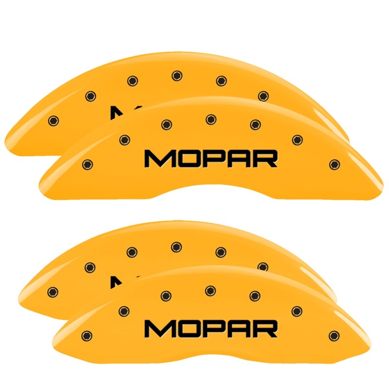 MGP 4 Caliper Covers Engraved Front & Rear MOPAR Yellow finish black ch thumbnail 8