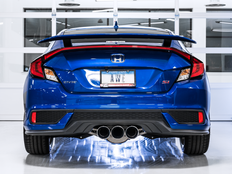 AWE Tuning 17-20 Honda Civic Si 1.5L Turbo Dual-to-Triple Tip Conversion Kit - Chrome Silver Tip thumbnail 9