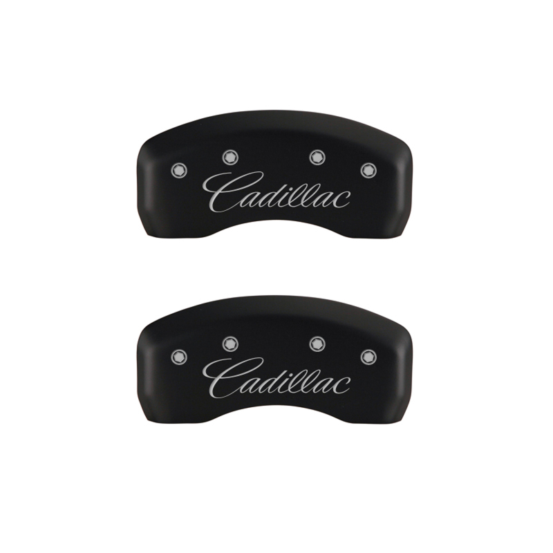 MGP 4 Caliper Covers Engraved Front & Rear Cursive/Cadillac Red finish silver ch thumbnail 6