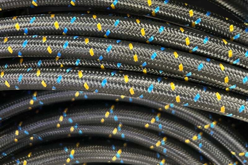 GReddy AN06 REUSABLE HOSE NYLON BRAIDED BLACK/GOLD/BLUE (PRICE PER FOOT) thumbnail 6