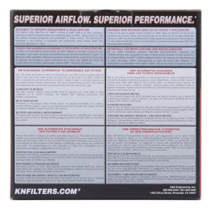 K&N Custom Racing Filter Assembly - Cotton Gauze - 1.75 in Height thumbnail 7