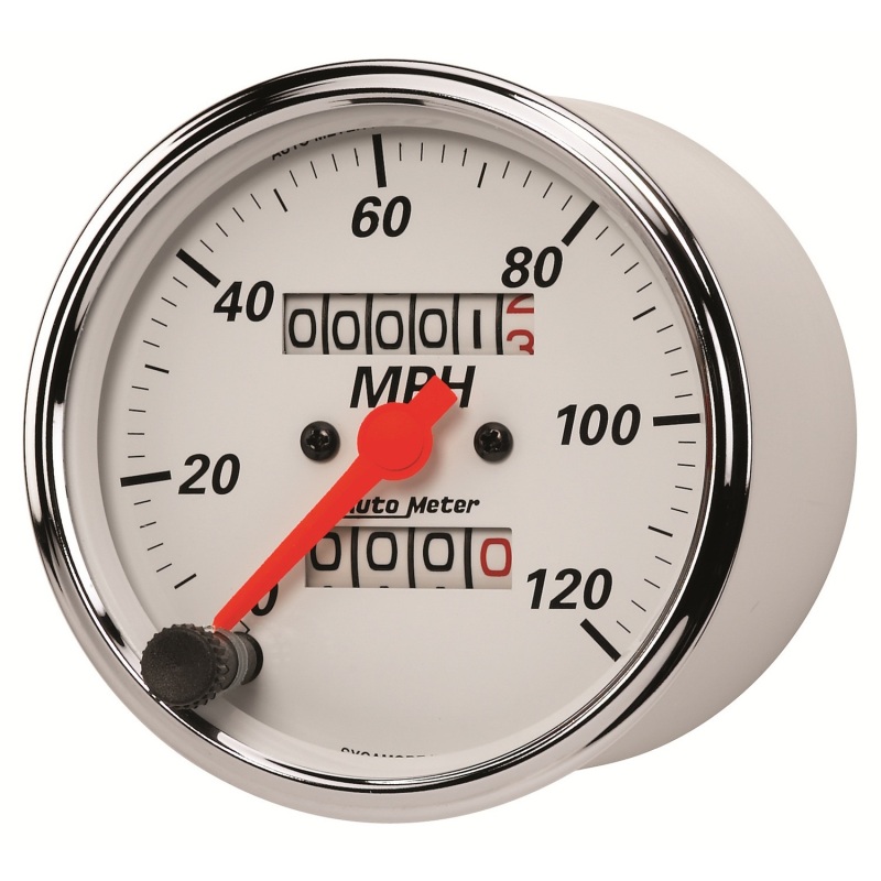 Autometer Arctic White 3-1/8in 0-120 MPH Mechanical Speedometer Gauge thumbnail 8