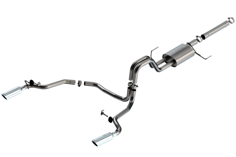 Borla 21-22 Ford F-150 Powerboost 3.5L V6 2WD & 4WD 4DR 3in, 2.25in S-TYPE Catback w/ Chrome Tip thumbnail 3