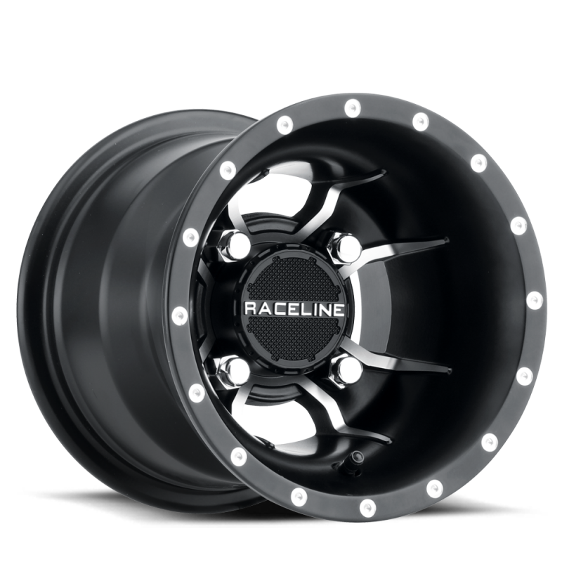Raceline A77 Mamba 14x7in / 4x115 BP / 10mm Offset / 80.3mm Bore - Black & Machined Wheel thumbnail 3