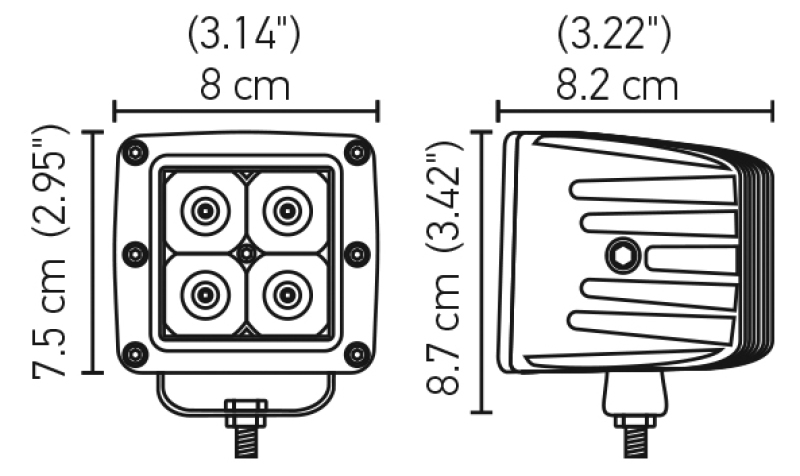 Hella HVF Cube 4 LED Off Road Kit - 3.1in 12W Flood Beam thumbnail 9