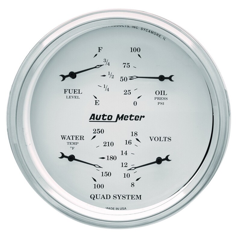 AutoMeter Gauge Quad 5in. 0 Ohm(e) to 90 Ohm(f)Elec Old Tyme White thumbnail 2