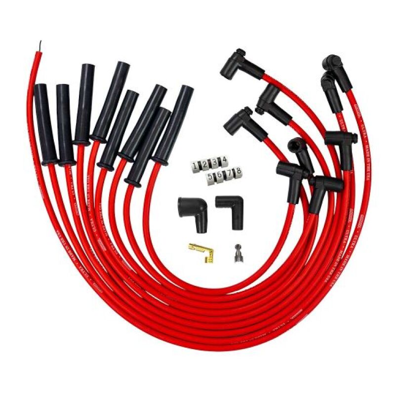 Moroso Ford 289 302 351W HEI-Style Cap Ultra 350 8mm Multi-Angle Boot Spark Plug Wire Set - Red