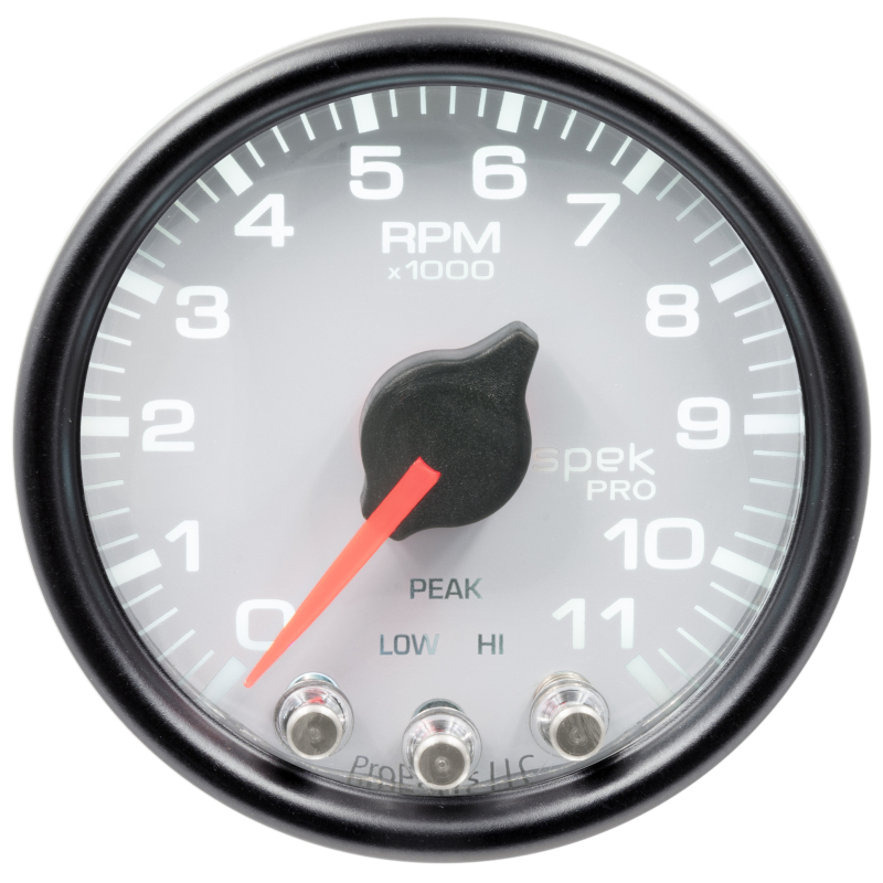 Autometer Spek-Pro Gauge Tach 2 1/16in 11K Rpm W/ Shift Light & Peak Mem Wht/Blk thumbnail 3