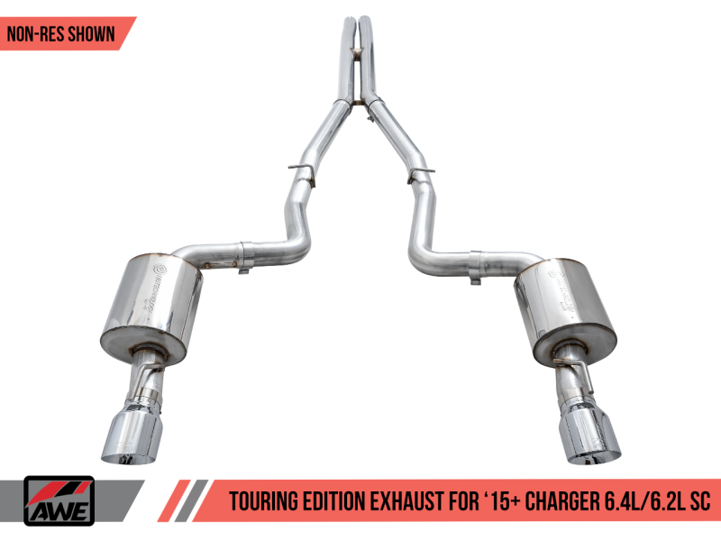 AWE Tuning 2015+ Dodge Charger 6.4L/6.2L SC Non-Resonated Touring Edition Exhaust - Silver Tips thumbnail 2