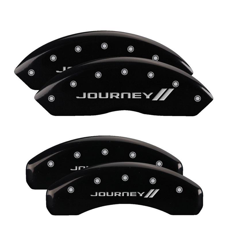 MGP 4 Caliper Covers Engraved Front & Rear With stripes/Journey Black finish silver ch thumbnail 6