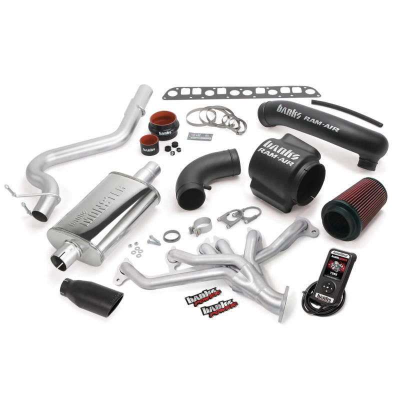 Banks Power Jeep 2004-2006 4.0L PowerPack Systems for WRANGLER - 51335-B Performance Package, Bundle, TorqueTube, Monster Exhaust, Single Exit, Black Tip, Ram-Air Intake, AutoMind Tuner, Jeep, 4.0L, TJ, Kit thumbnail 2