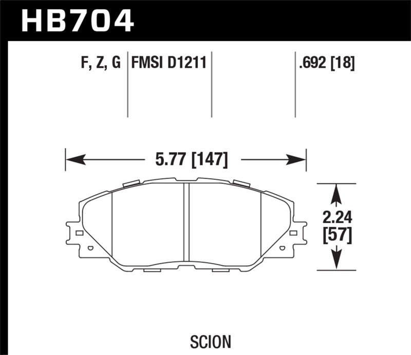 Hawk 09-10 Pontiac Vibe 2.4L / 11-12 Scion tC HPS Front Street Brake Pads thumbnail 3