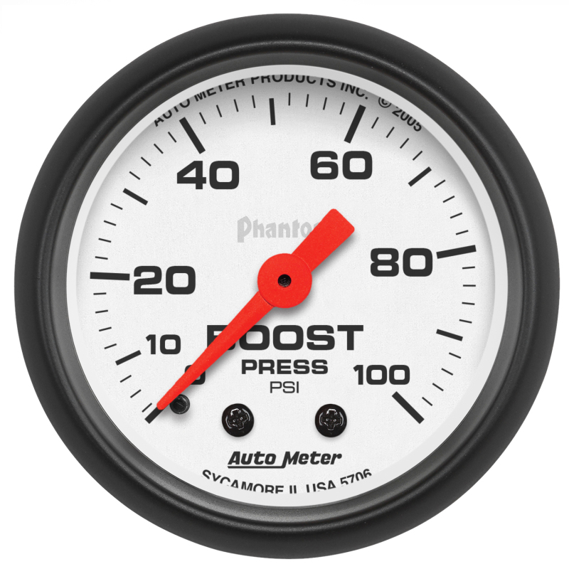 Autometer Phantom 2 1/16in 100psi Mechanical Boost Gauge thumbnail 2
