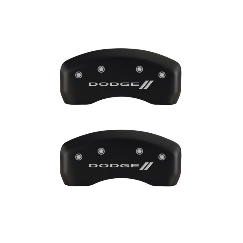 MGP 4 Caliper Covers Engraved Front & Rear With stripes/Dodge Red finish silver ch thumbnail 9