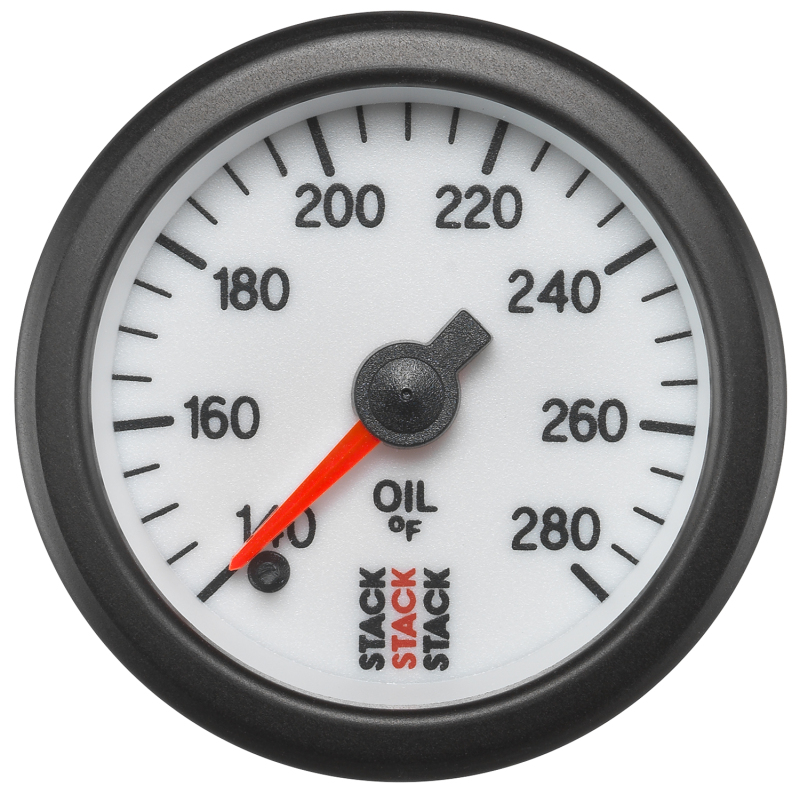 Autometer Stack 52mm 140-280 Deg F 1/8in NPTF Male Pro Stepper Motor Oil Temp Gauge - White