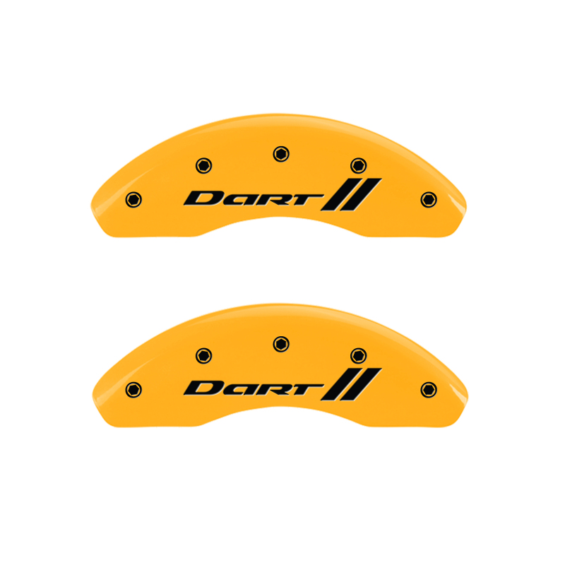 MGP 4 Caliper Covers Engraved Front & Rear With stripes/Dart Yellow finish black ch thumbnail 4
