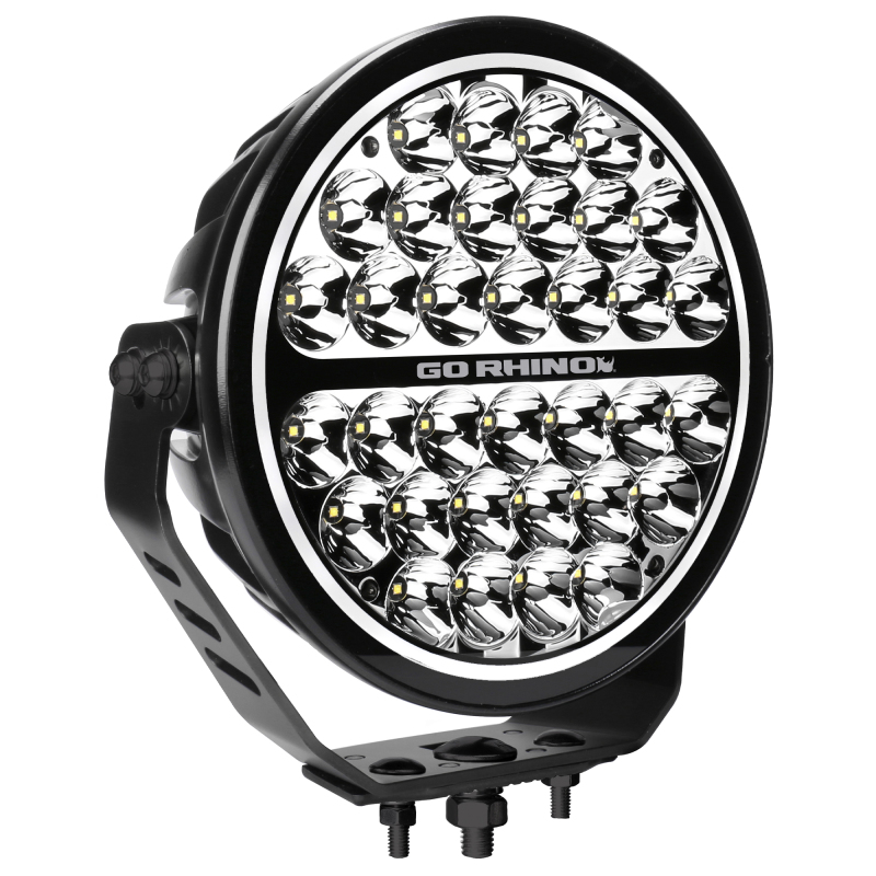 Go Rhino Xplor Blackout Series Round Single LED Spot Light Kit w/DRL (Surface Mount) 9in. - Blk thumbnail 7