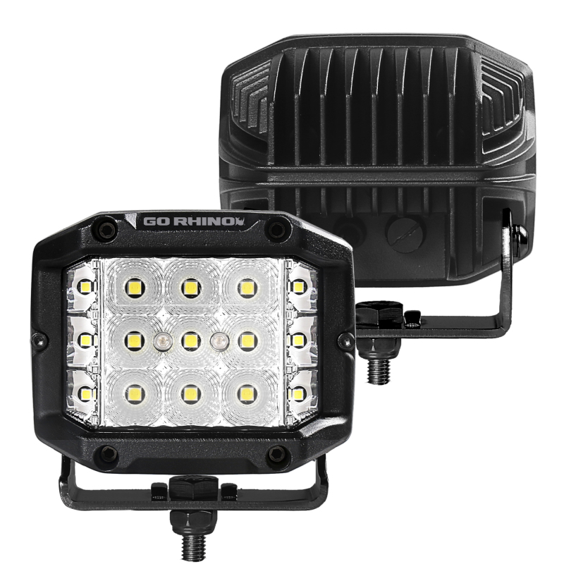 Go Rhino Xplor Bright Series Sideline Cube LED Flood Light Kit (Surface Mount) 4x3 - Blk (Pair) thumbnail 4