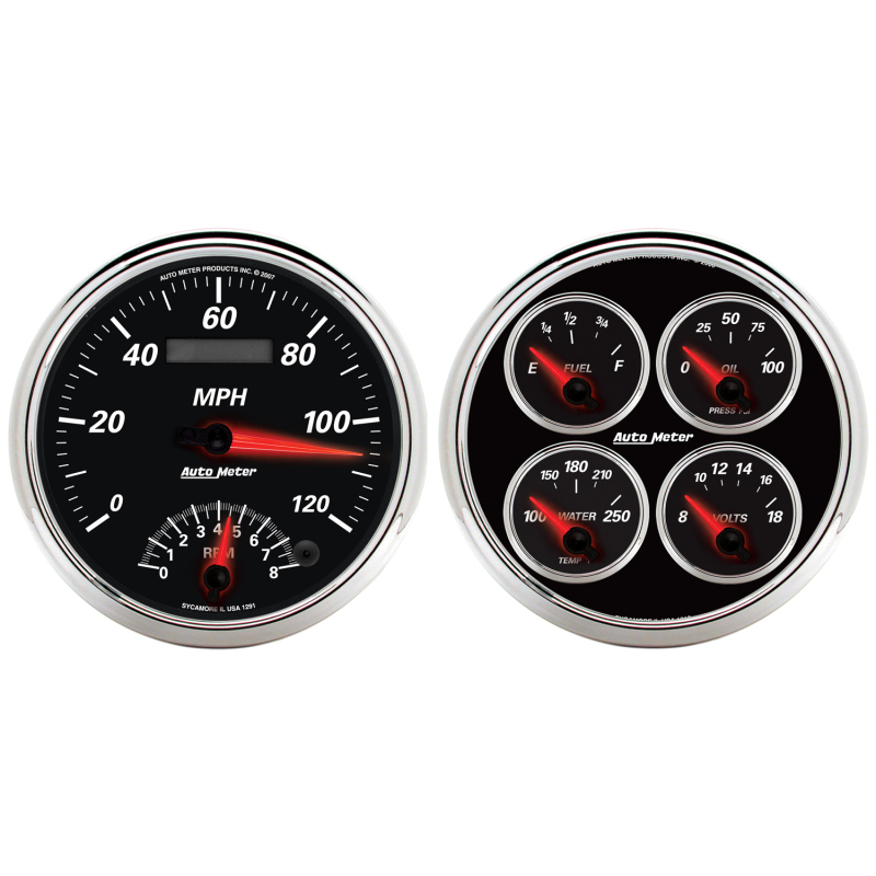 Autometer 5inch Kit Box - Tach Speedo Combo / Oil Pressure / Water Temp / Volt / Fuel Level thumbnail 4
