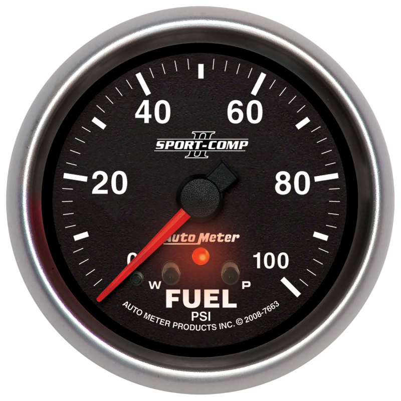 Autometer Sport-Comp II 2-5/8in 0-100 PSI Full Sweep Electronic Fuel Pressure Gauge thumbnail 4