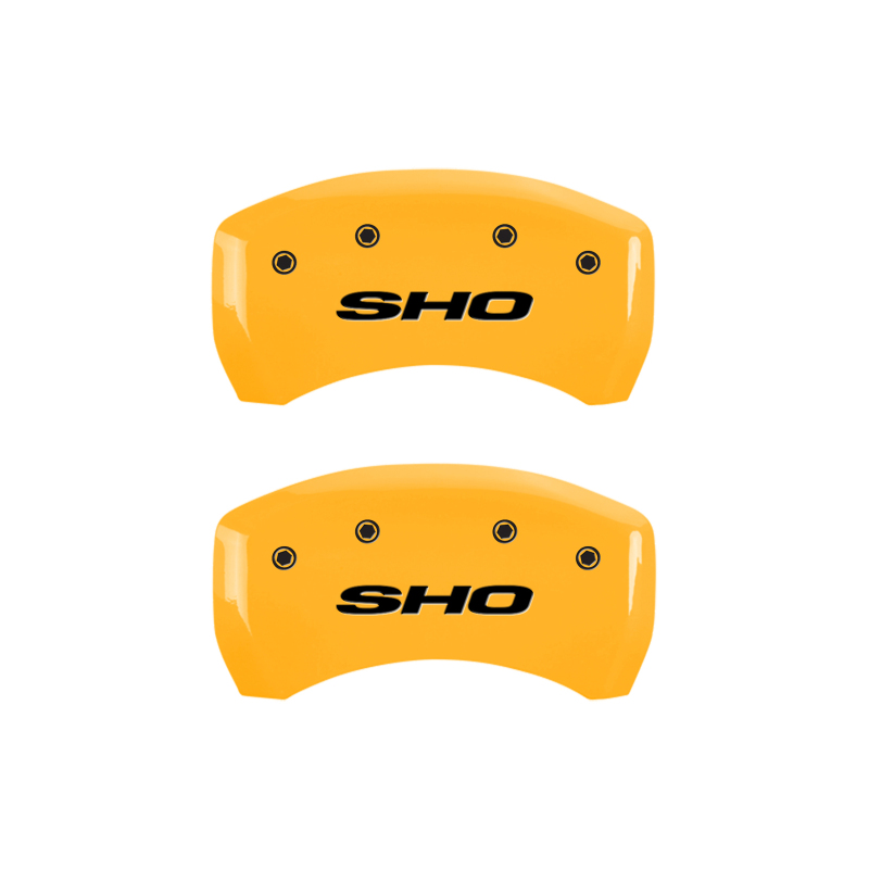 MGP 4 Caliper Covers Engraved Front & Rear SHO Yellow finish black ch thumbnail 9
