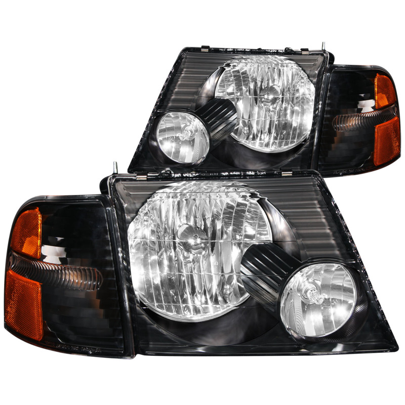 ANZO 2002-2005 Ford Explorer Crystal Headlights Black w/ Corner Lights 2pc thumbnail 2