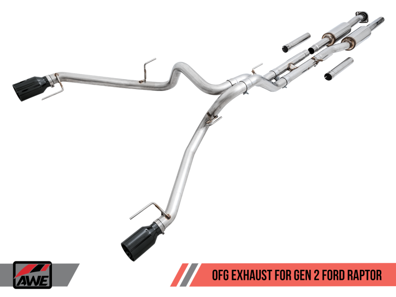 AWE Tuning 2017+ Ford Raptor 0 FG Performance Exhaust System - w/ Diamond Black Tips thumbnail 5