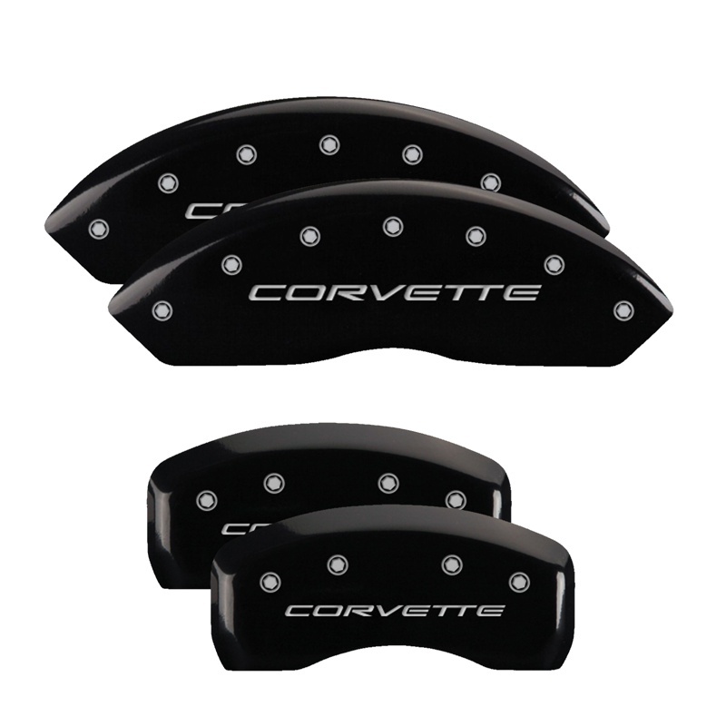 MGP 4 Caliper Covers Engraved Front & Rear C5/Corvette Black finish silver ch thumbnail 3