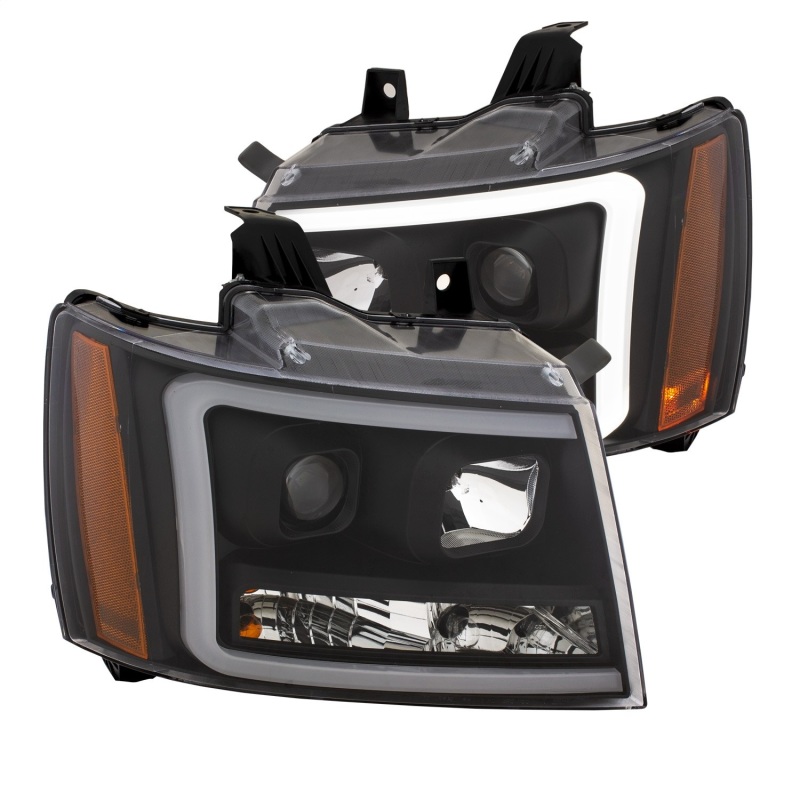 ANZO 07-14 Chevy Tahoe Projector Headlights w/ Plank Style Design Black w/ Amber thumbnail 5
