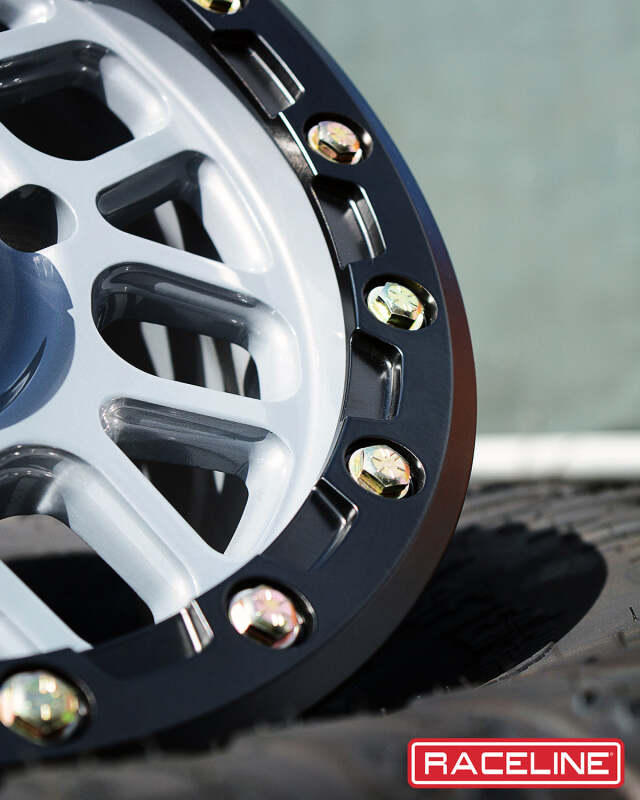 Raceline A93SG Podium 15x6in/4x156 BP/40mm Offset/132.5mm Bore - Grey & Black Ring Beadlock Wheel thumbnail 3